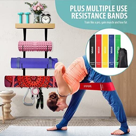 Gogogox Yoga Mat Holder – Rack with 5-Pcs Resistance Bands Set - Picture 4 of 6